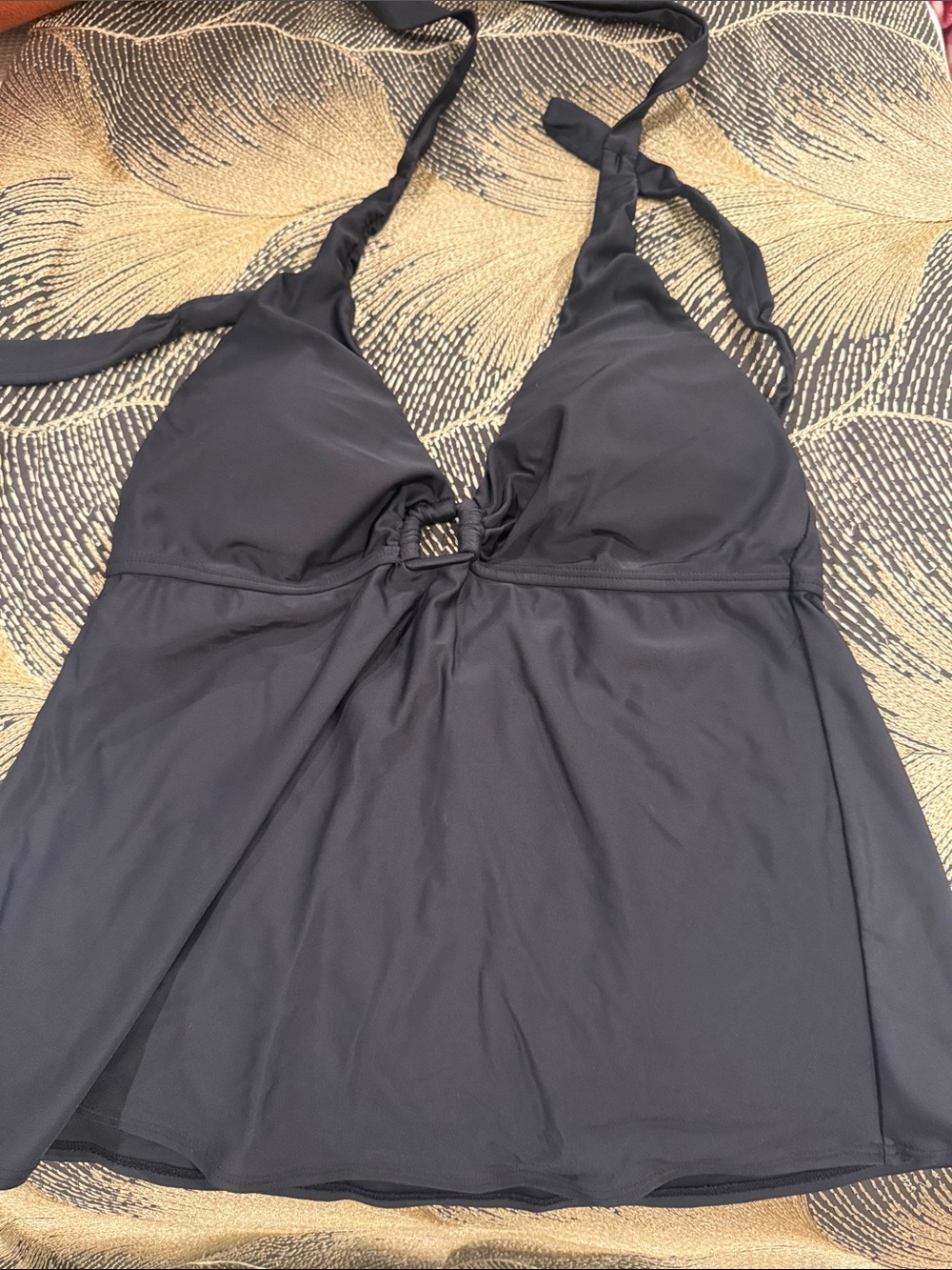 VENUS Black Halter Bandeau Tankini Top sz 12